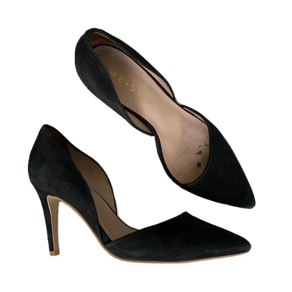 Reiss D’orsay Black Suede Pumps - Picture 1 of 9